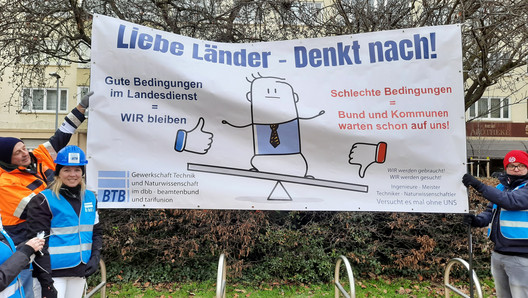 BTB-Demonstranten mit Transparent